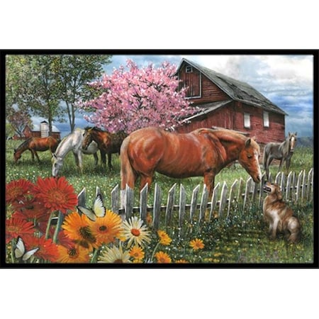 Carolines Treasures Carolines Treasures PTW2020MAT Horses Chatting With The Neighbors Indoor & Outdoor Mat; 18 x 27 in. PTW2020MAT